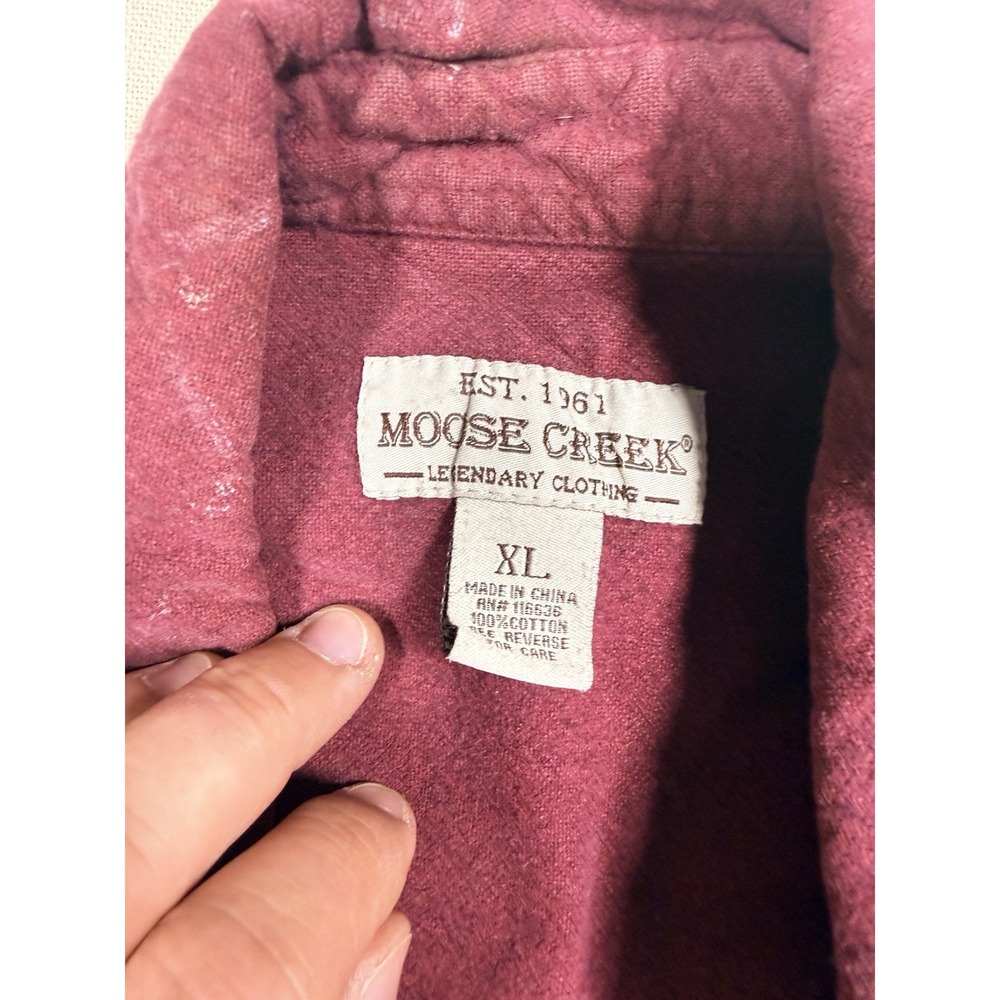 Vintage Moose Creek Western Shirt Mens XL Burgundy Pearl Snap 100% Cotton - Picture 3 of 6